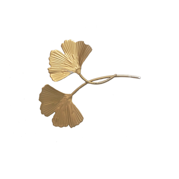 Ginkgo blad på stilk – messing 10 cm